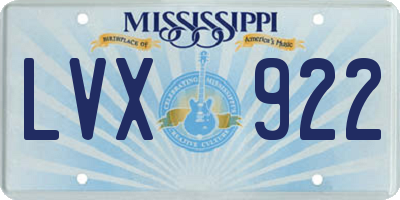 MS license plate LVX922