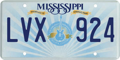 MS license plate LVX924
