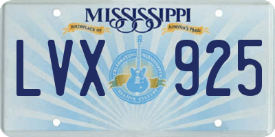 MS license plate LVX925