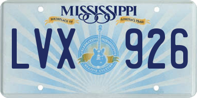 MS license plate LVX926