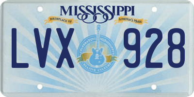MS license plate LVX928