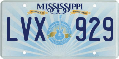 MS license plate LVX929