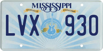 MS license plate LVX930