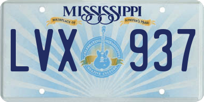 MS license plate LVX937