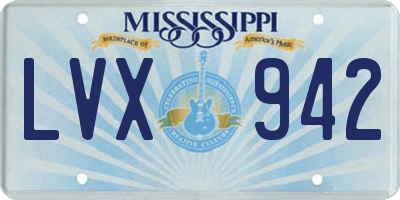 MS license plate LVX942