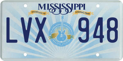 MS license plate LVX948