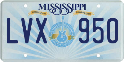 MS license plate LVX950