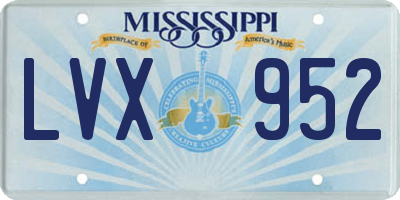 MS license plate LVX952