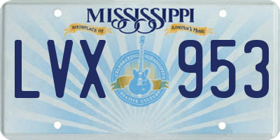 MS license plate LVX953