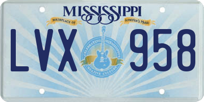 MS license plate LVX958