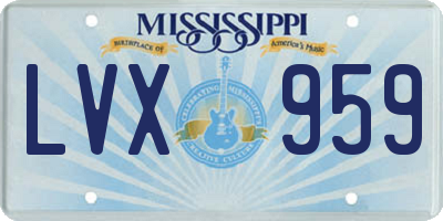 MS license plate LVX959