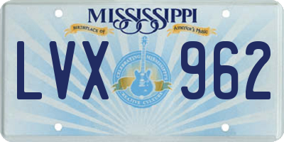 MS license plate LVX962