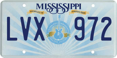 MS license plate LVX972