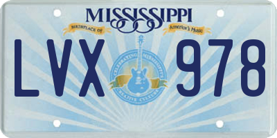 MS license plate LVX978