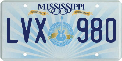 MS license plate LVX980