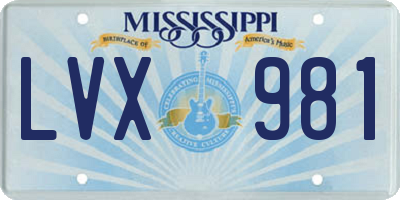 MS license plate LVX981