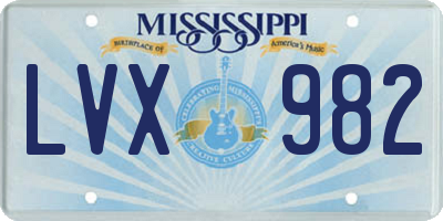 MS license plate LVX982