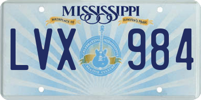 MS license plate LVX984