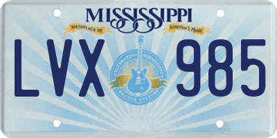 MS license plate LVX985