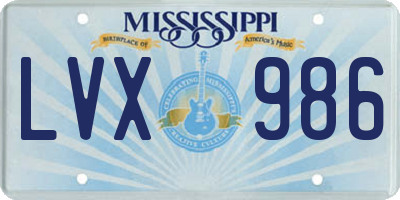 MS license plate LVX986