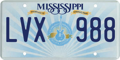MS license plate LVX988