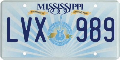 MS license plate LVX989