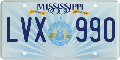 MS license plate LVX990