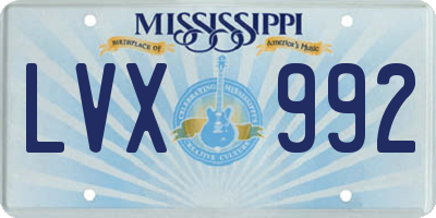 MS license plate LVX992