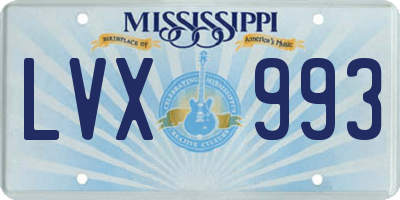 MS license plate LVX993