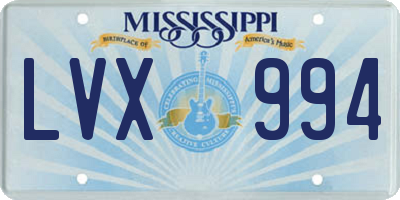 MS license plate LVX994