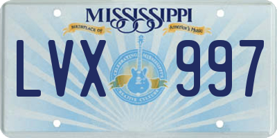 MS license plate LVX997