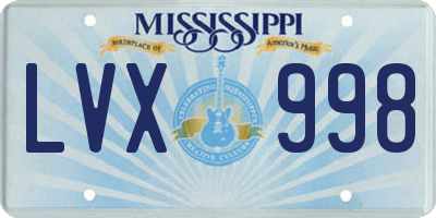MS license plate LVX998