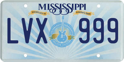 MS license plate LVX999