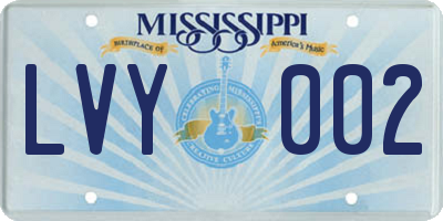 MS license plate LVY002