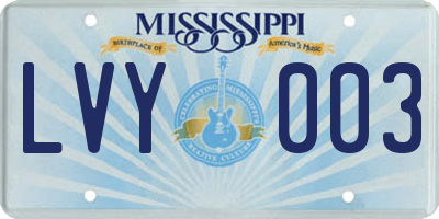 MS license plate LVY003
