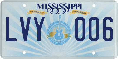 MS license plate LVY006