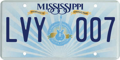 MS license plate LVY007