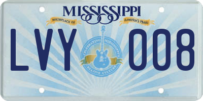 MS license plate LVY008