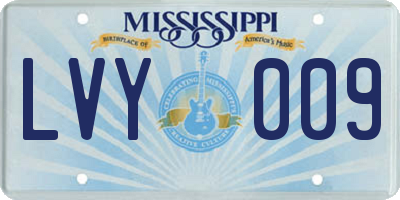 MS license plate LVY009