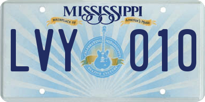 MS license plate LVY010