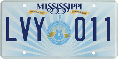 MS license plate LVY011