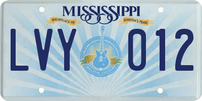 MS license plate LVY012