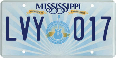 MS license plate LVY017