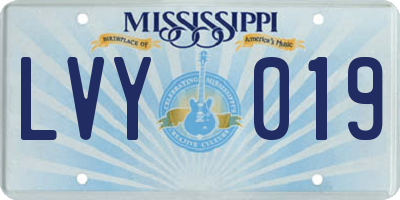 MS license plate LVY019