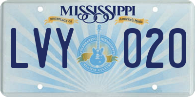 MS license plate LVY020