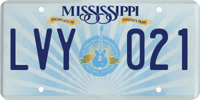 MS license plate LVY021