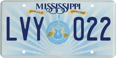 MS license plate LVY022