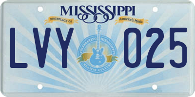 MS license plate LVY025