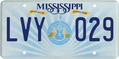 MS license plate LVY029