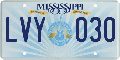 MS license plate LVY030